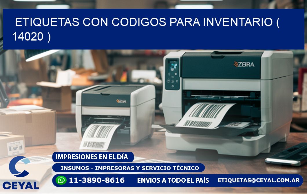 ETIQUETAS CON CODIGOS PARA INVENTARIO ( 14020 )