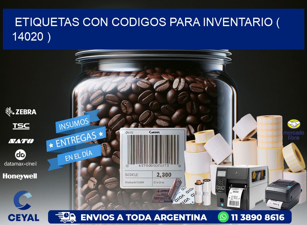 ETIQUETAS CON CODIGOS PARA INVENTARIO ( 14020 )