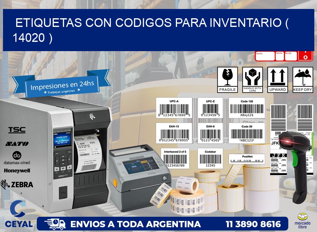ETIQUETAS CON CODIGOS PARA INVENTARIO ( 14020 )
