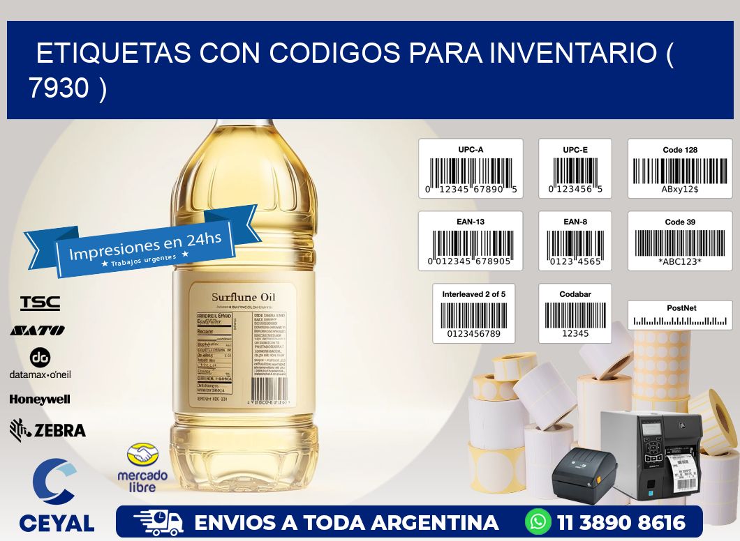 ETIQUETAS CON CODIGOS PARA INVENTARIO ( 7930 )