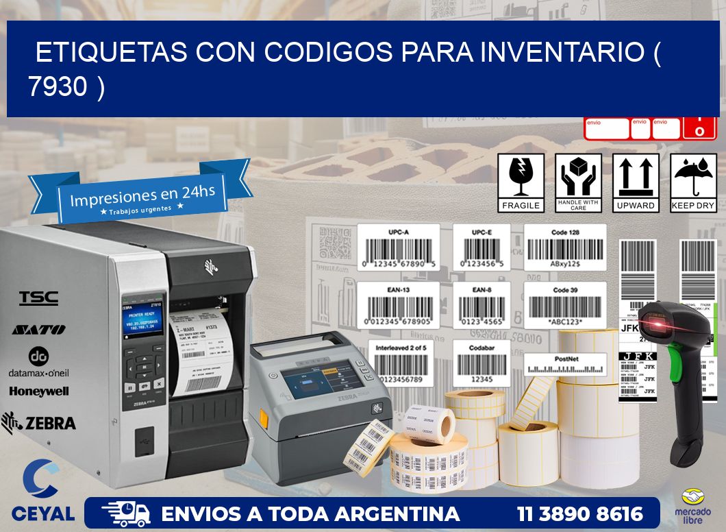 ETIQUETAS CON CODIGOS PARA INVENTARIO ( 7930 )