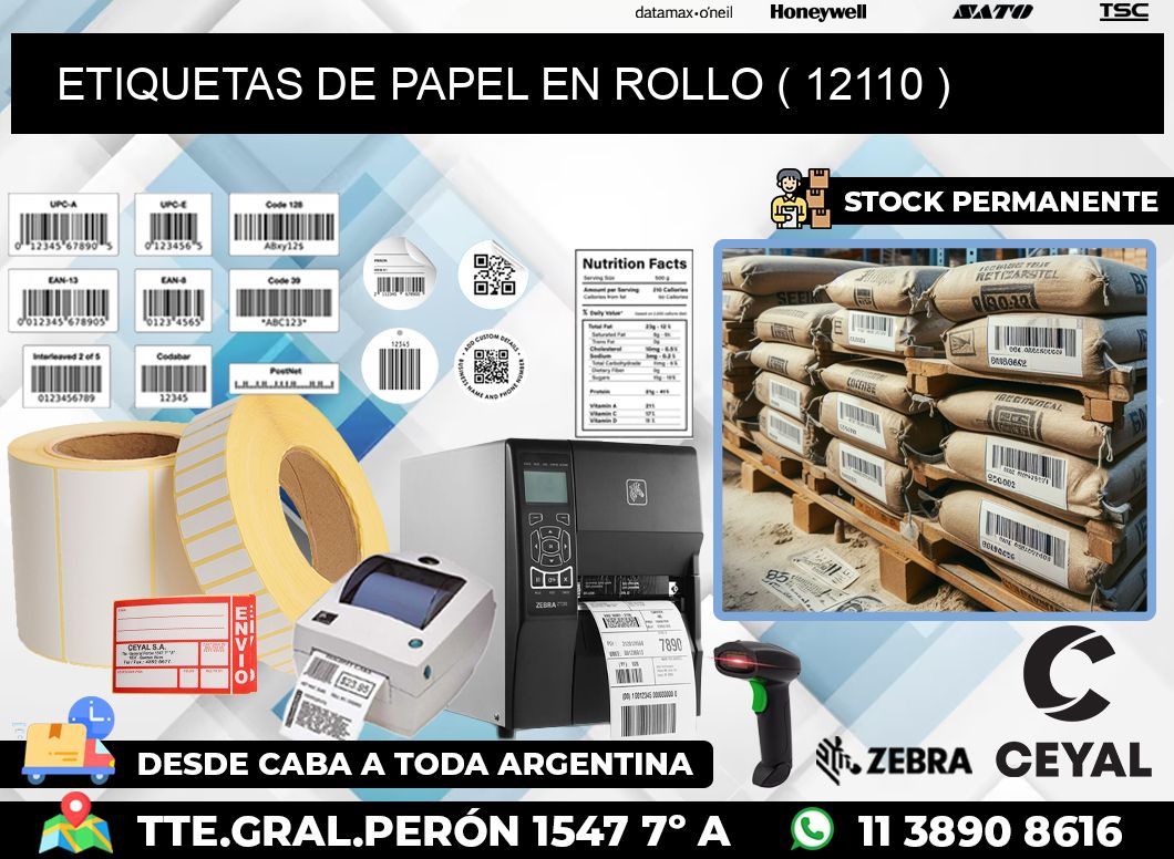 ETIQUETAS DE PAPEL EN ROLLO ( 12110 )