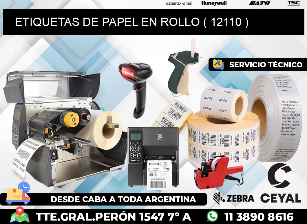 ETIQUETAS DE PAPEL EN ROLLO ( 12110 )