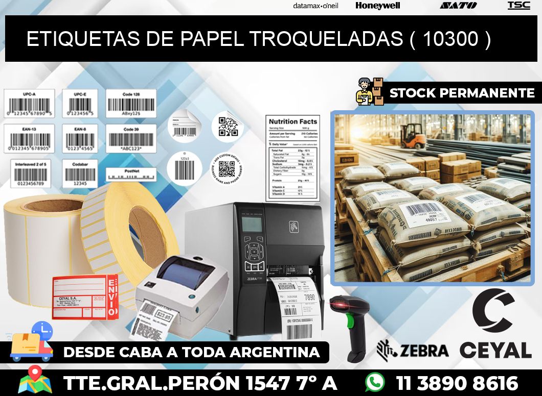 ETIQUETAS DE PAPEL TROQUELADAS ( 10300 )