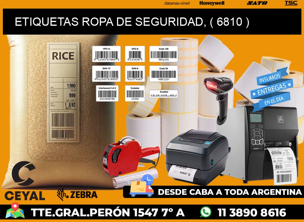 ETIQUETAS ROPA DE SEGURIDAD, ( 6810 )