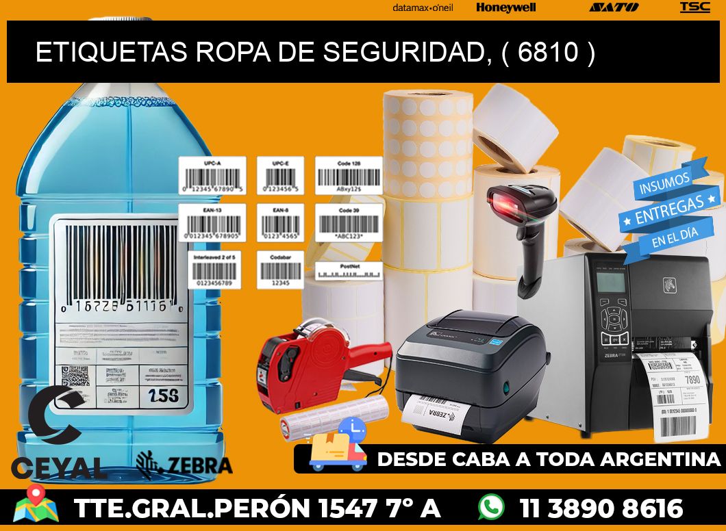 ETIQUETAS ROPA DE SEGURIDAD, ( 6810 )