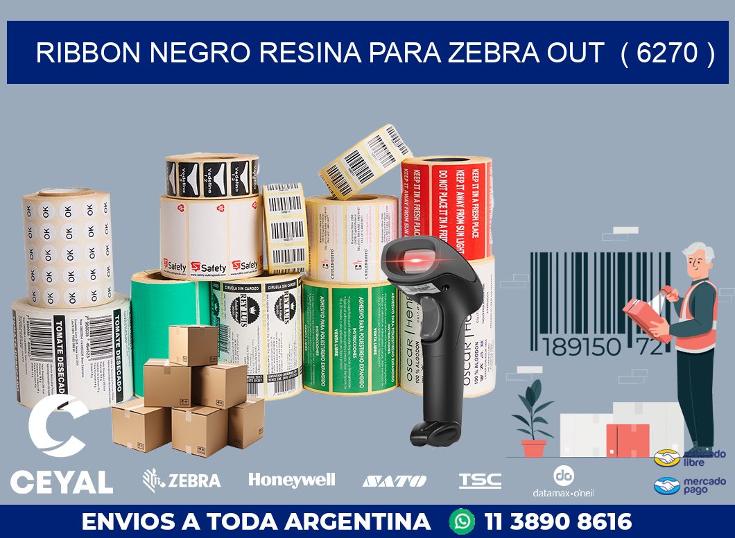 RIBBON NEGRO RESINA PARA ZEBRA OUT  ( 6270 )