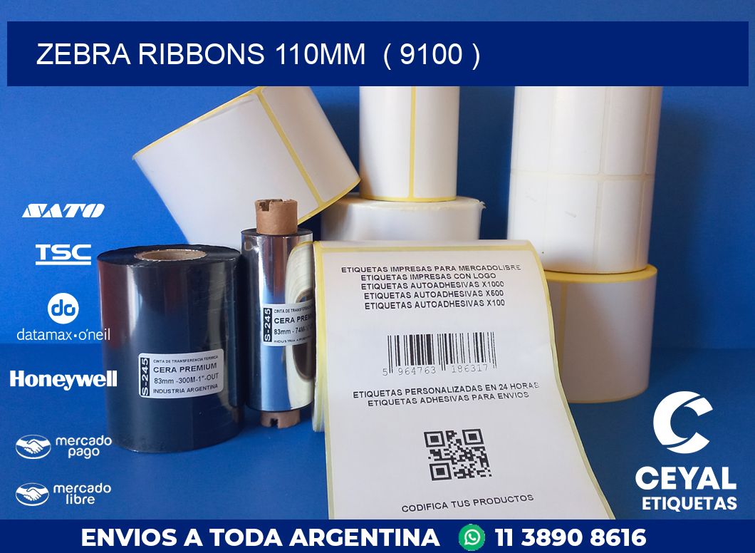 ZEBRA RIBBONS 110MM  ( 9100 )