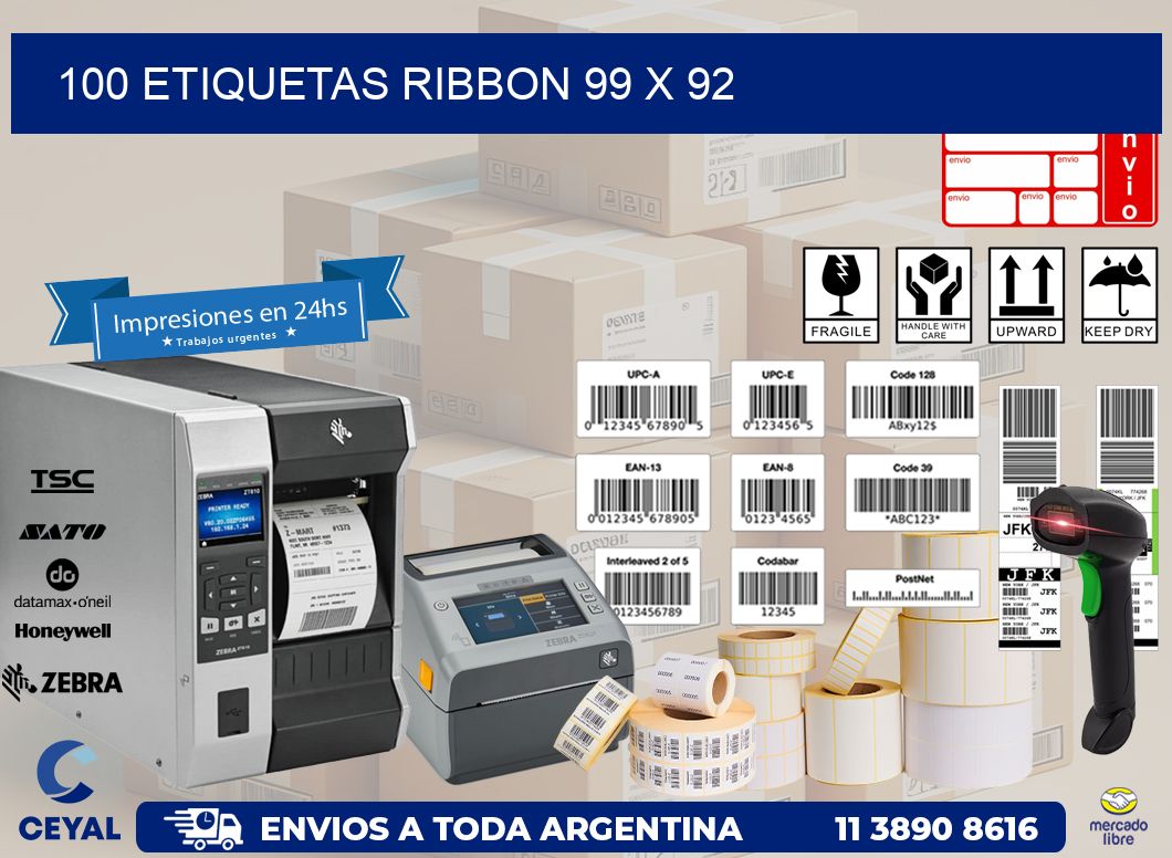 100 ETIQUETAS RIBBON 99 x 92