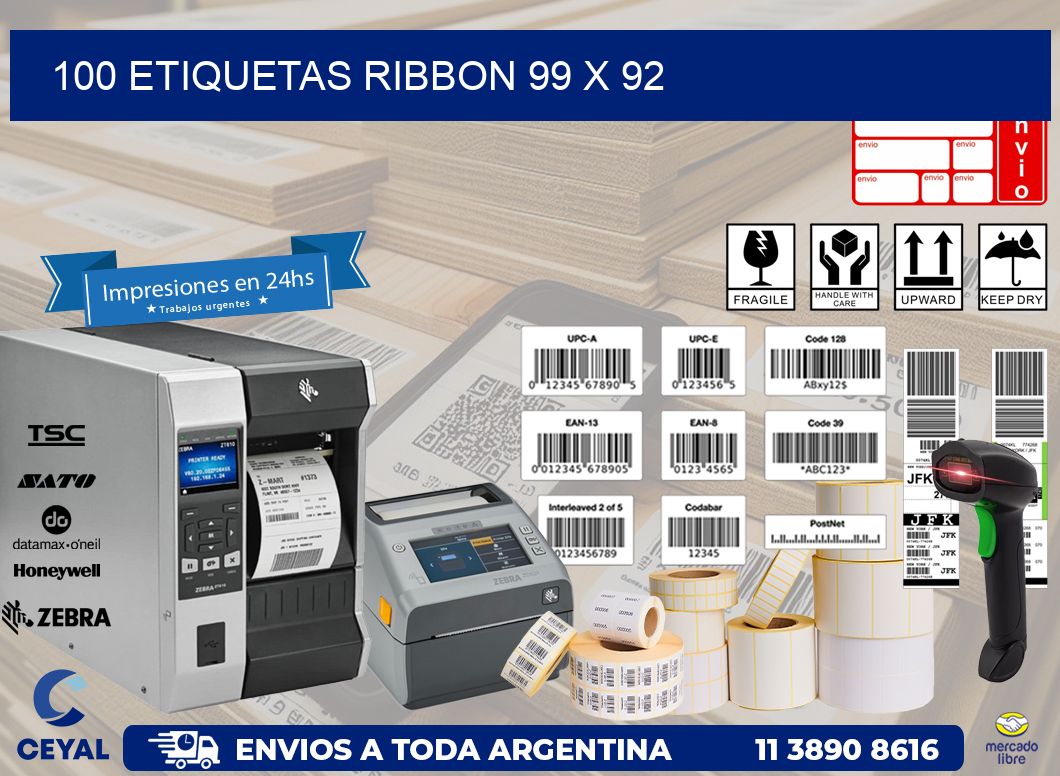 100 ETIQUETAS RIBBON 99 x 92