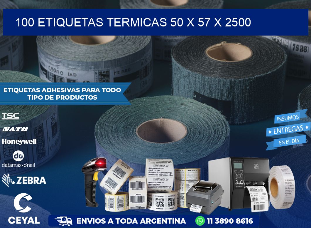 100 ETIQUETAS TERMICAS 50 x 57 x 2500