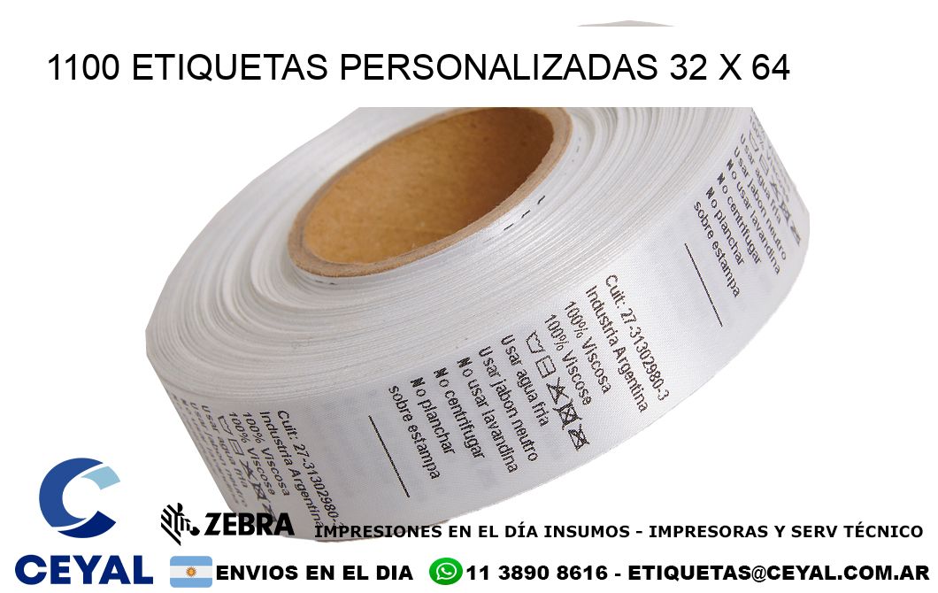 1100 ETIQUETAS PERSONALIZADAS 32 x 64