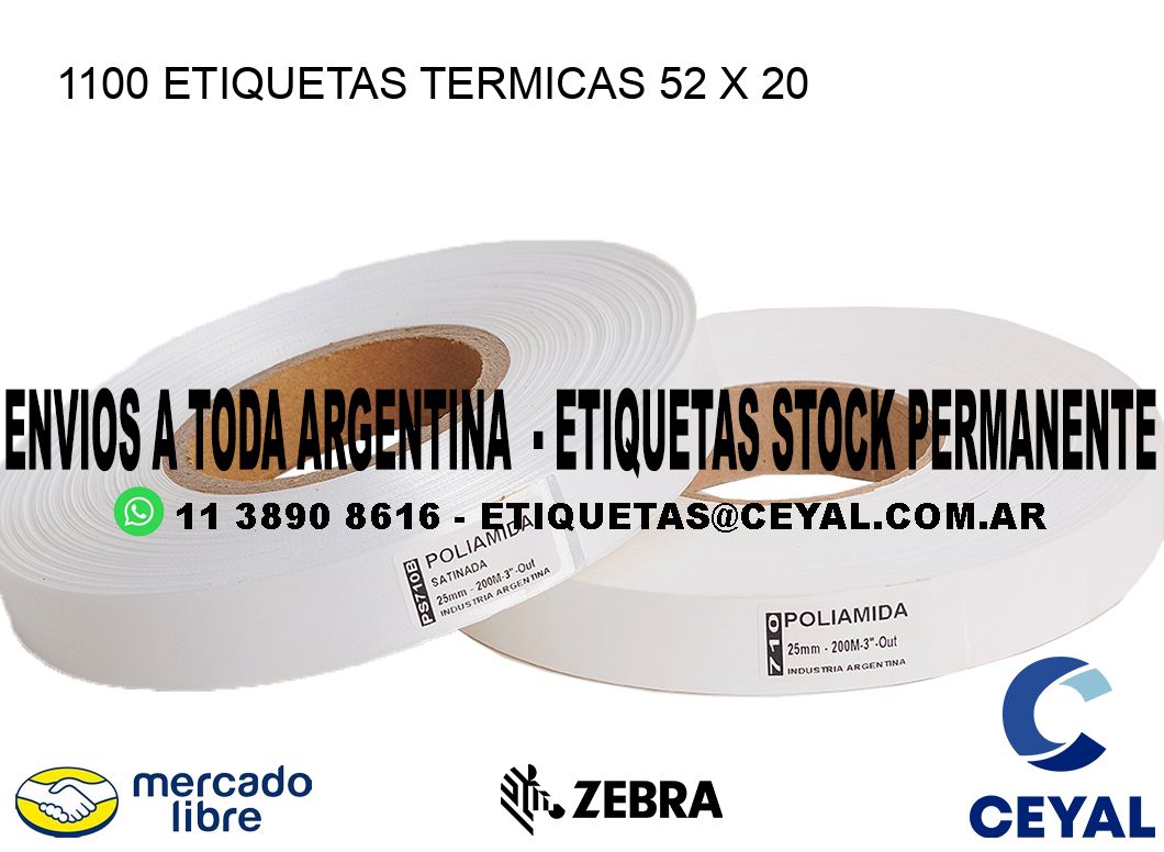 1100 ETIQUETAS TERMICAS 52 x 20