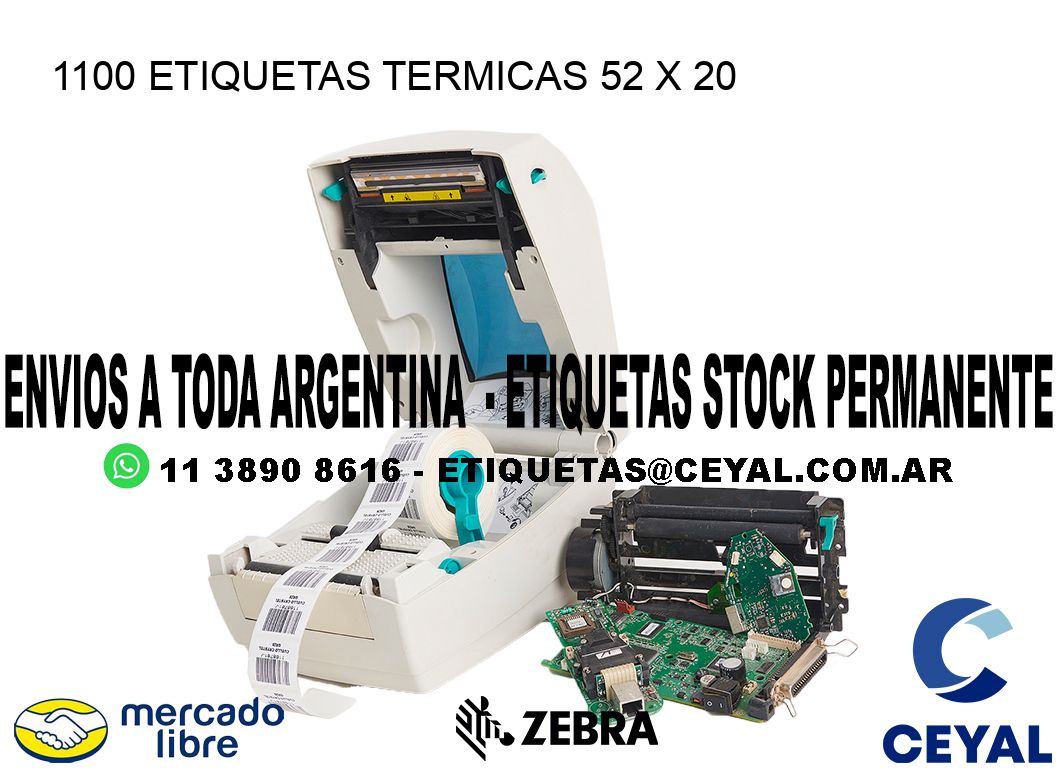 1100 ETIQUETAS TERMICAS 52 x 20