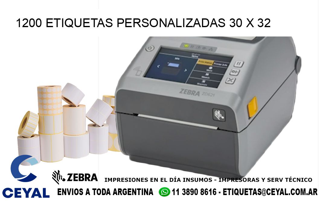 1200 ETIQUETAS PERSONALIZADAS 30 x 32