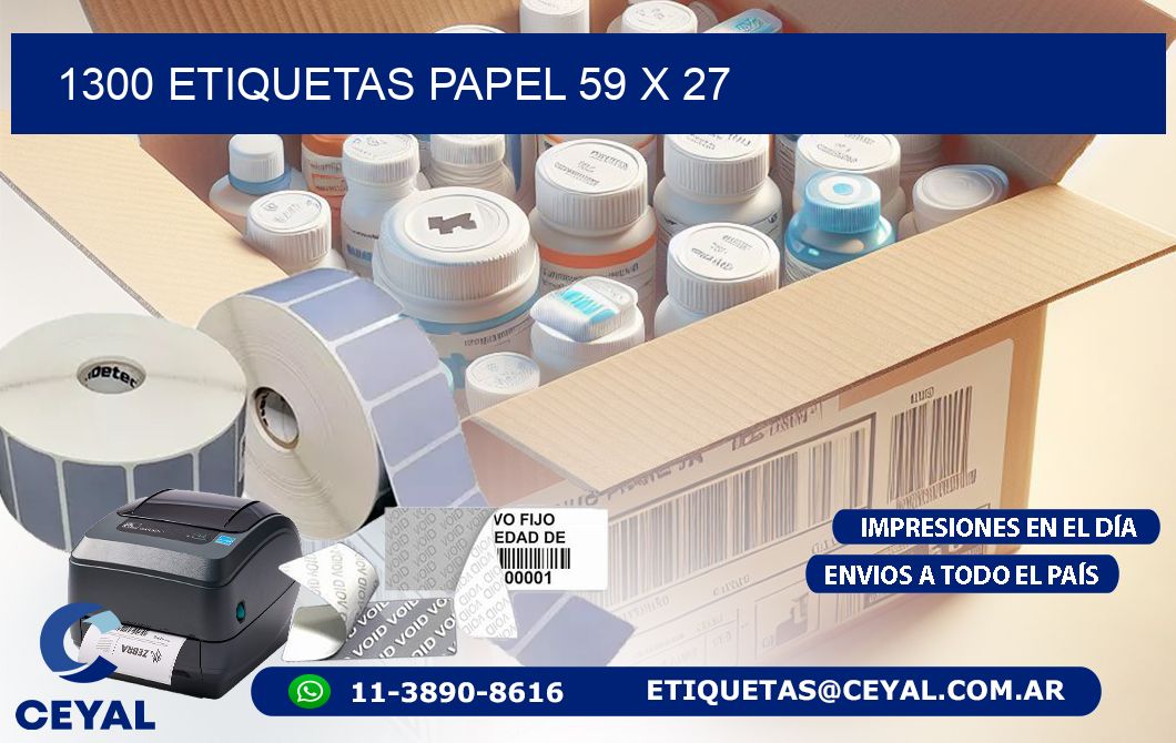 1300 ETIQUETAS PAPEL 59 x 27