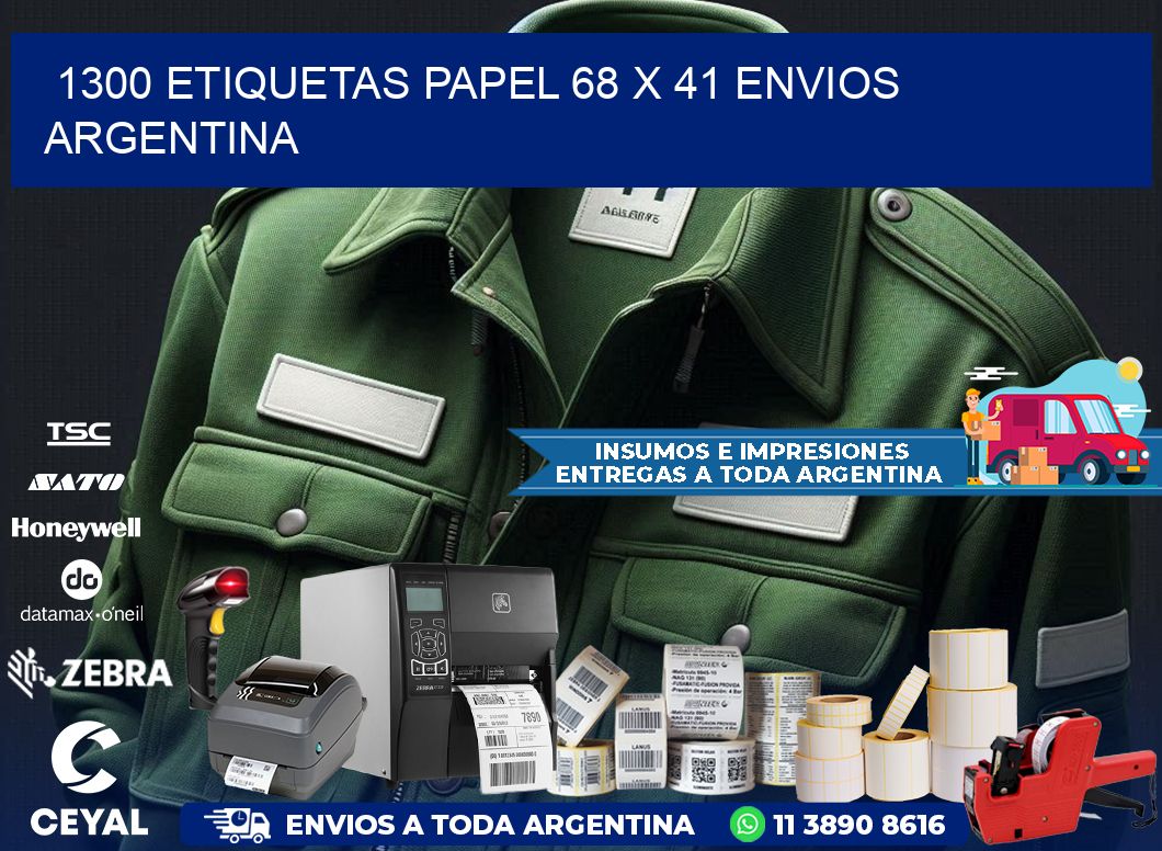 1300 ETIQUETAS PAPEL 68 x 41 ENVIOS ARGENTINA