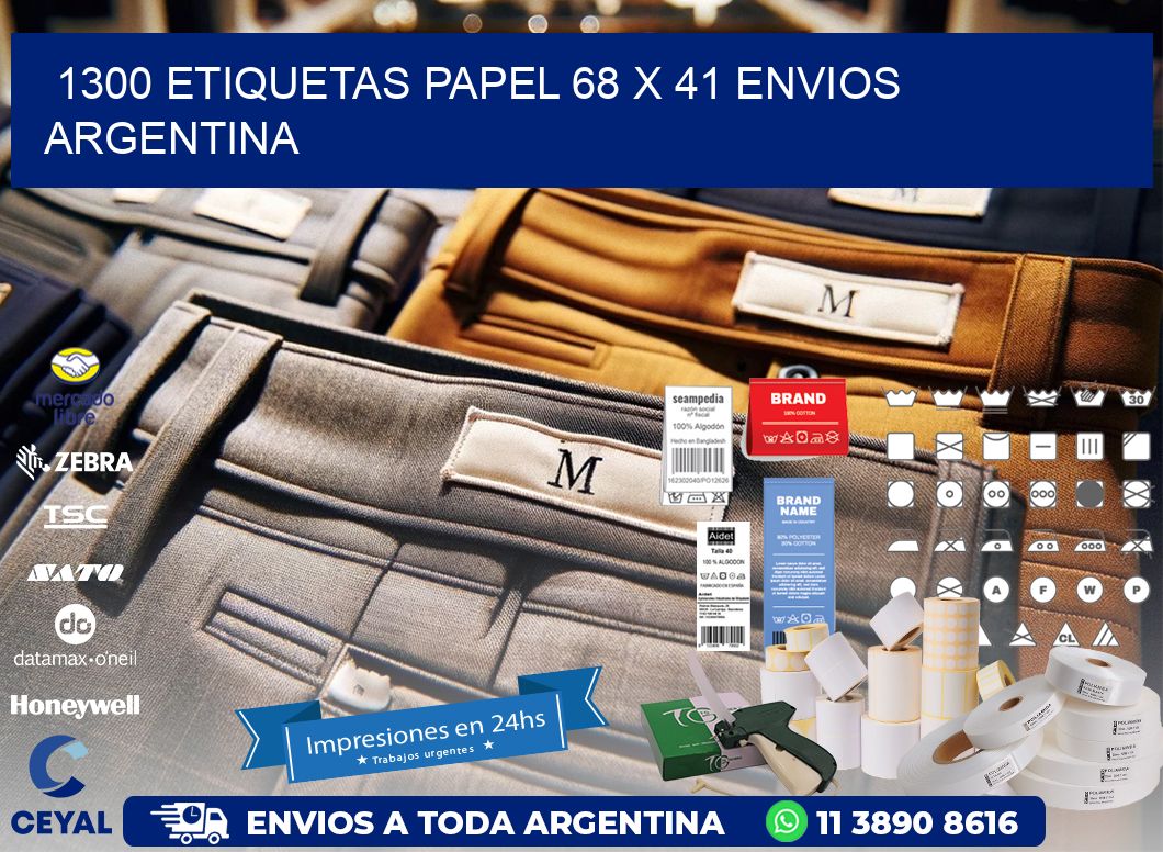 1300 ETIQUETAS PAPEL 68 x 41 ENVIOS ARGENTINA