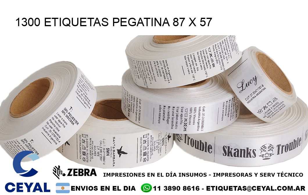 1300 ETIQUETAS PEGATINA 87 x 57