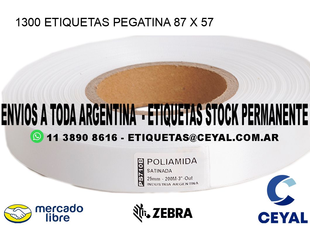 1300 ETIQUETAS PEGATINA 87 x 57