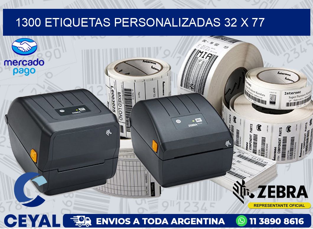 1300 ETIQUETAS PERSONALIZADAS 32 x 77