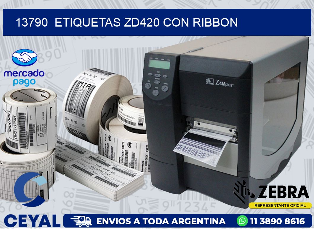 13790  ETIQUETAS ZD420 CON RIBBON