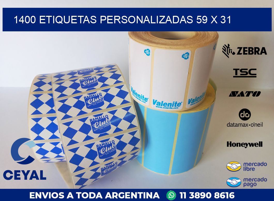 1400 ETIQUETAS PERSONALIZADAS 59 x 31