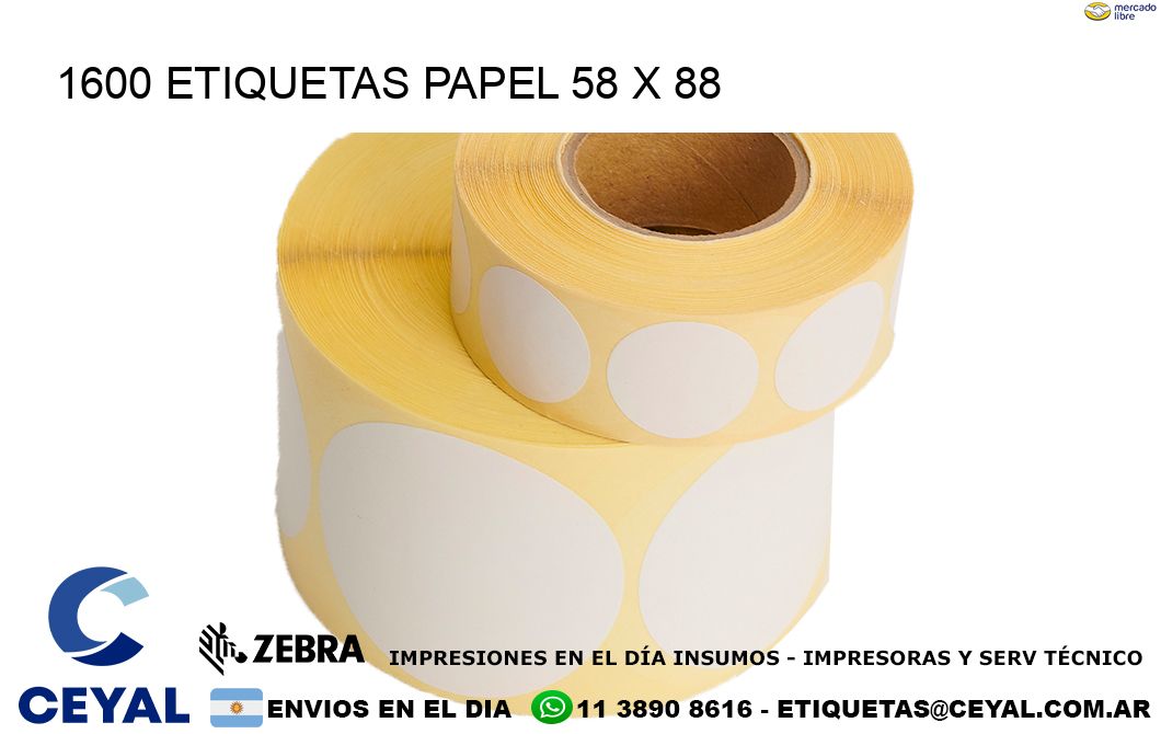 1600 ETIQUETAS PAPEL 58 x 88