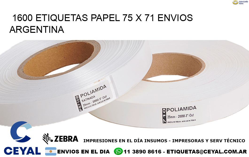 1600 ETIQUETAS PAPEL 75 x 71 ENVIOS ARGENTINA