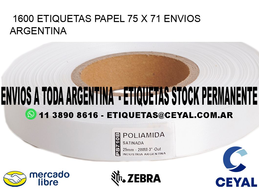 1600 ETIQUETAS PAPEL 75 x 71 ENVIOS ARGENTINA