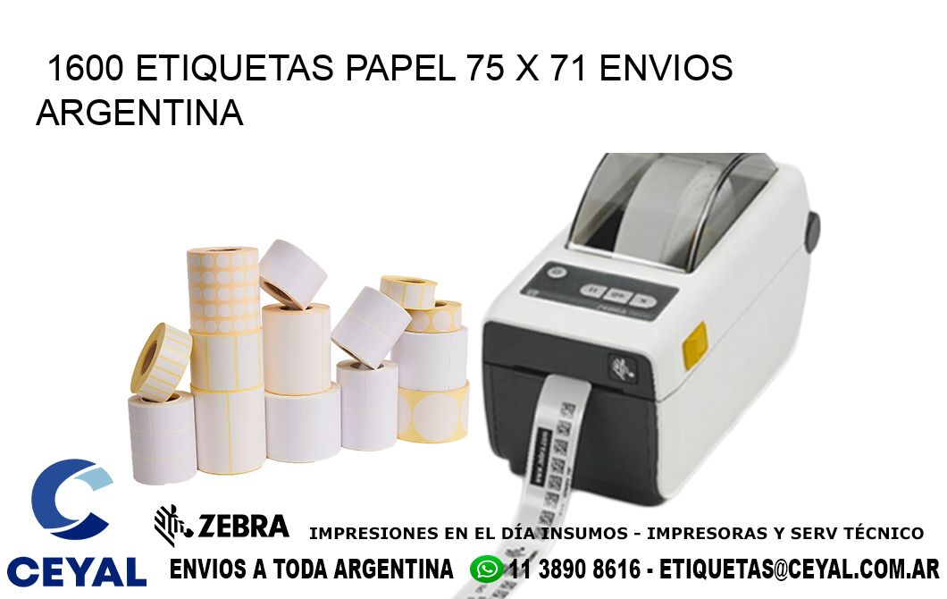 1600 ETIQUETAS PAPEL 75 x 71 ENVIOS ARGENTINA