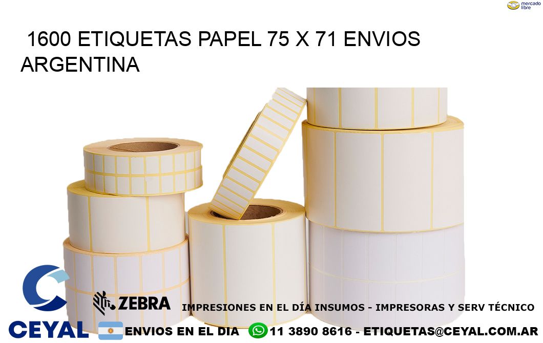 1600 ETIQUETAS PAPEL 75 x 71 ENVIOS ARGENTINA