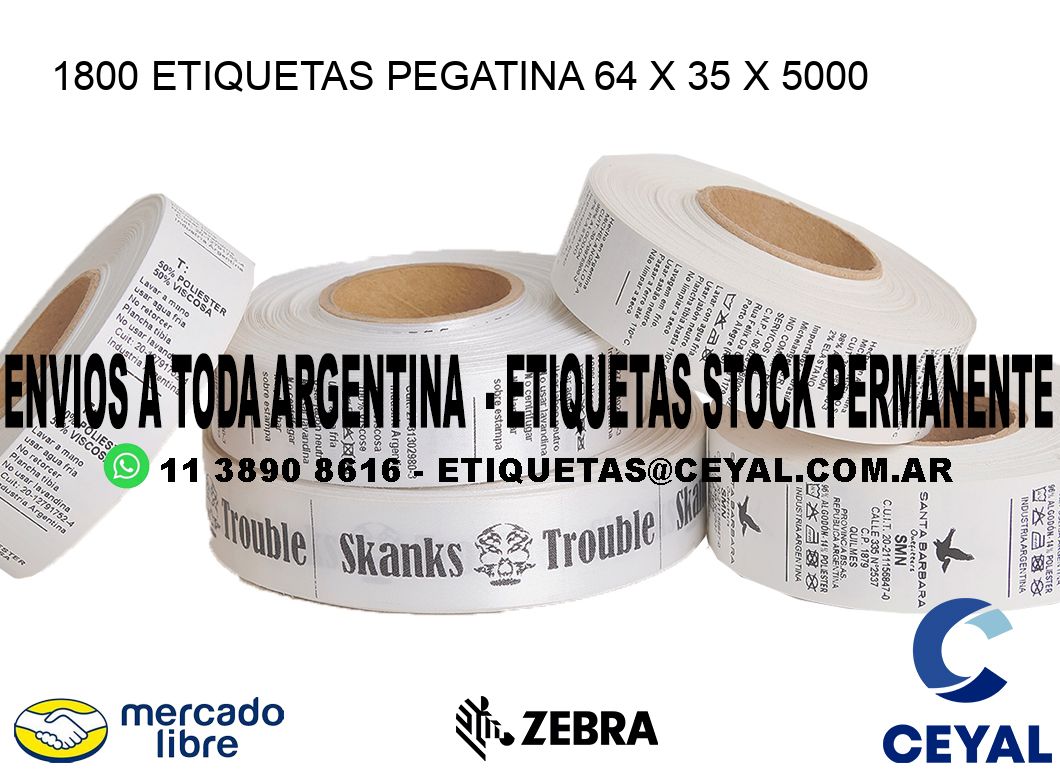 1800 ETIQUETAS PEGATINA 64 x 35 x 5000