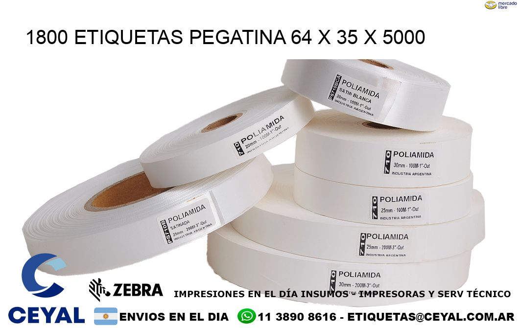 1800 ETIQUETAS PEGATINA 64 x 35 x 5000