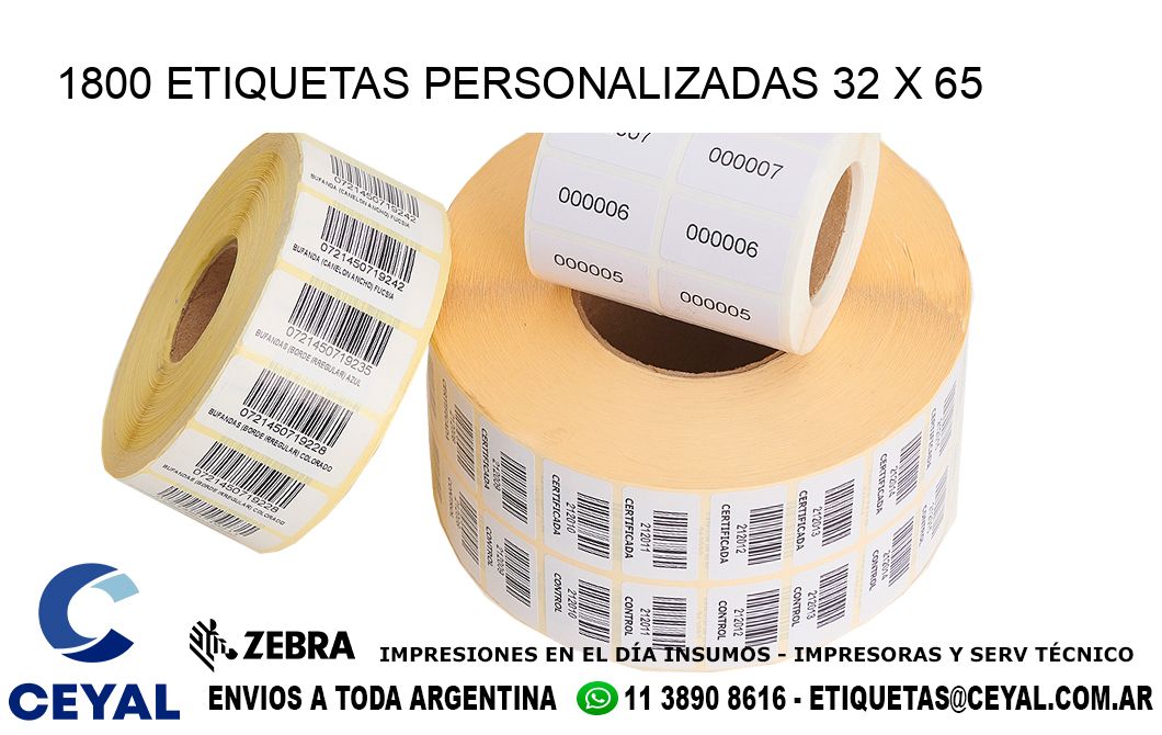 1800 ETIQUETAS PERSONALIZADAS 32 x 65