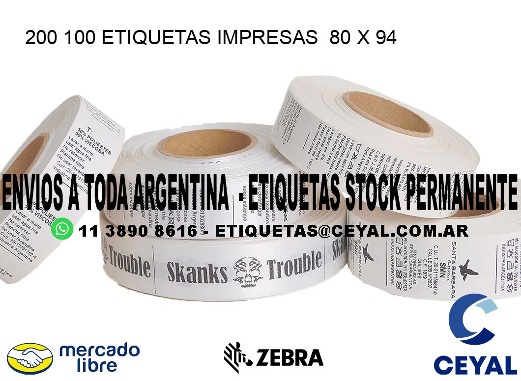 200 100 ETIQUETAS IMPRESAS  80 x 94