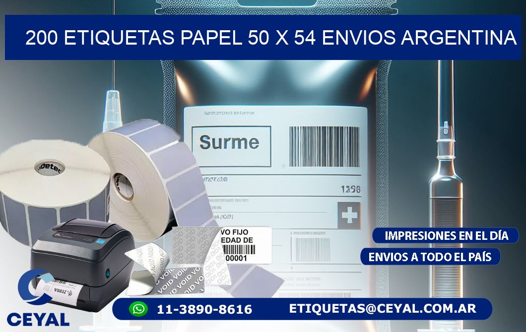 200 ETIQUETAS PAPEL 50 x 54 ENVIOS ARGENTINA