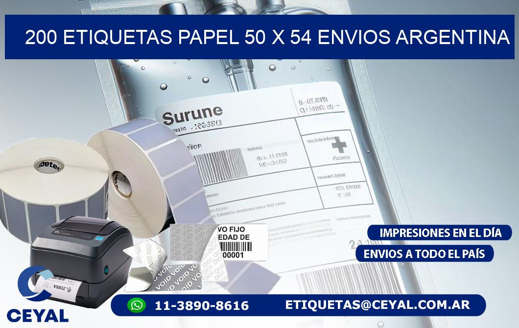 200 ETIQUETAS PAPEL 50 x 54 ENVIOS ARGENTINA