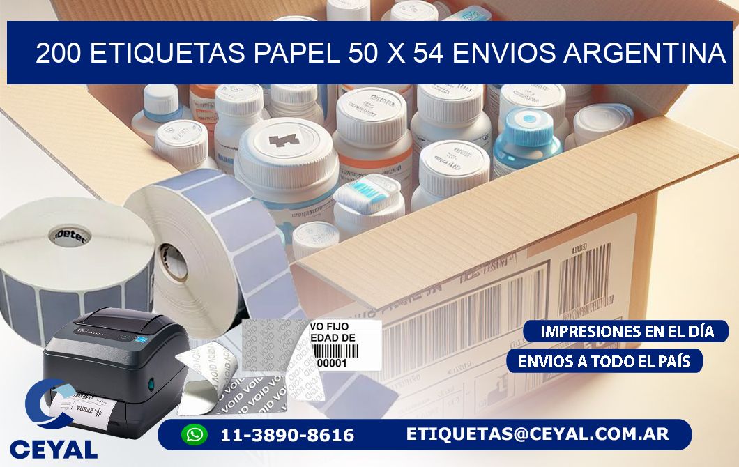 200 ETIQUETAS PAPEL 50 x 54 ENVIOS ARGENTINA