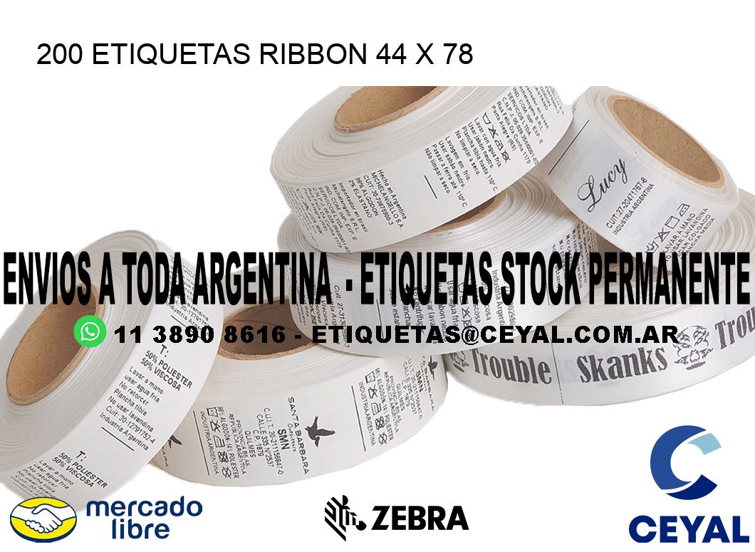 200 ETIQUETAS RIBBON 44 x 78