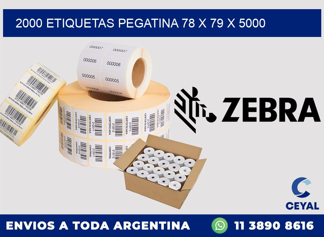 2000 ETIQUETAS PEGATINA 78 x 79 x 5000