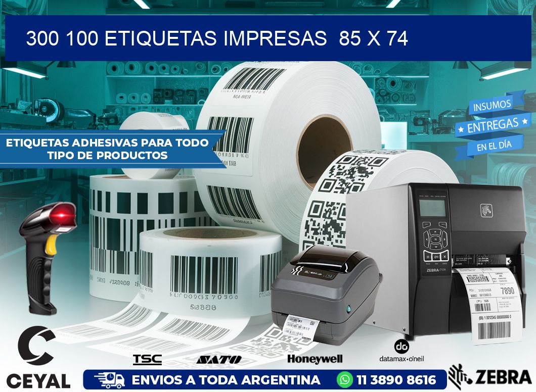 300 100 ETIQUETAS IMPRESAS  85 x 74