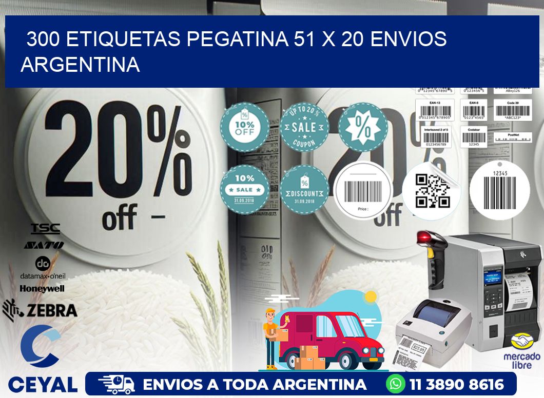 300 ETIQUETAS PEGATINA 51 x 20 ENVIOS ARGENTINA