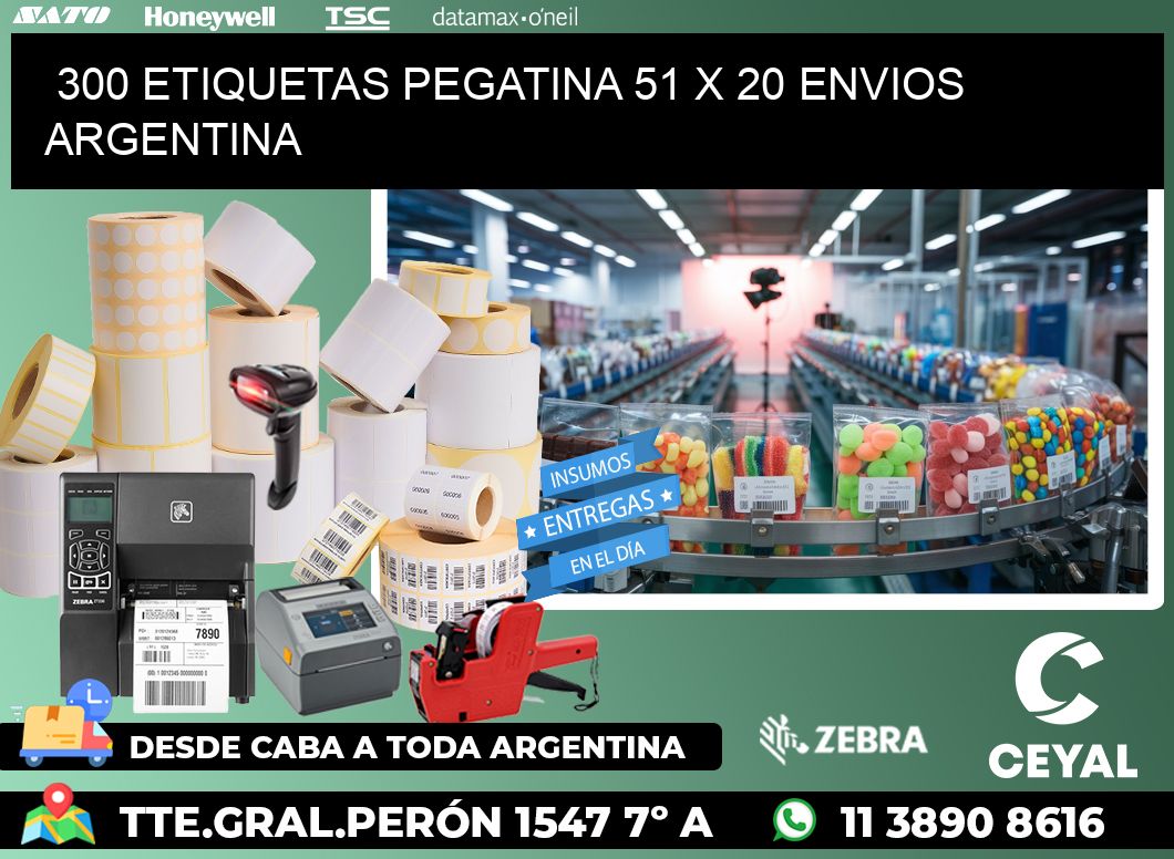 300 ETIQUETAS PEGATINA 51 x 20 ENVIOS ARGENTINA