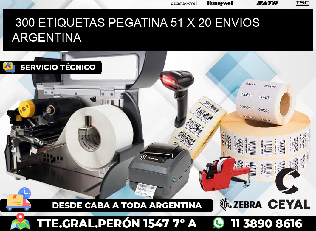 300 ETIQUETAS PEGATINA 51 x 20 ENVIOS ARGENTINA