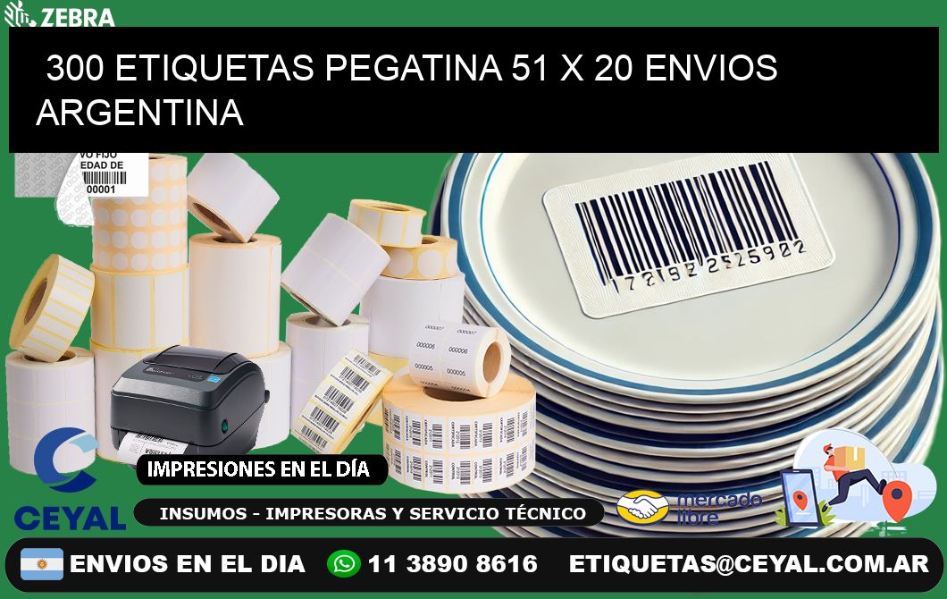 300 ETIQUETAS PEGATINA 51 x 20 ENVIOS ARGENTINA