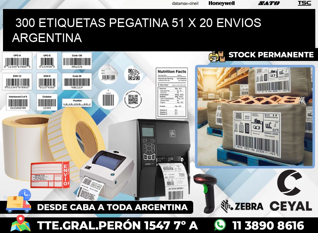 300 ETIQUETAS PEGATINA 51 x 20 ENVIOS ARGENTINA