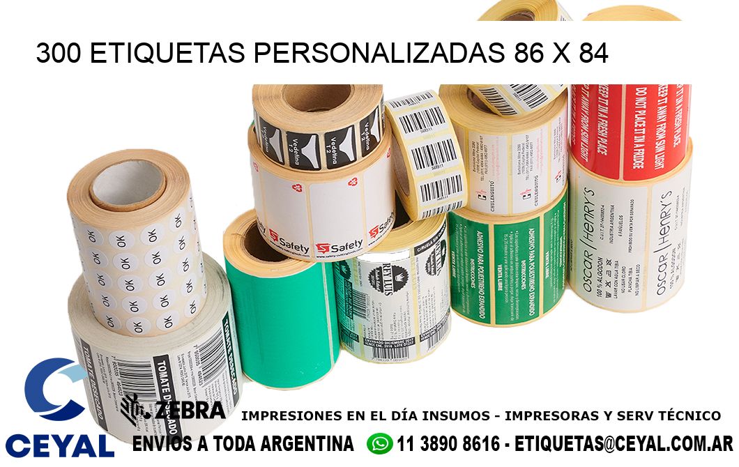 300 ETIQUETAS PERSONALIZADAS 86 x 84