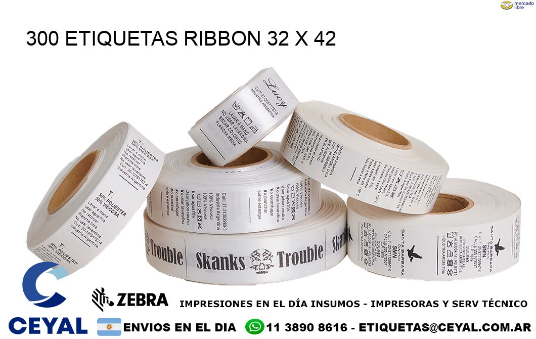 300 ETIQUETAS RIBBON 32 x 42