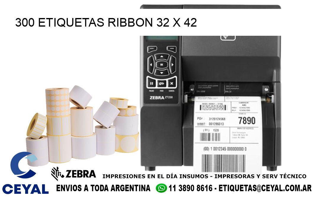 300 ETIQUETAS RIBBON 32 x 42